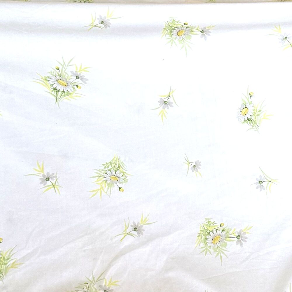 Vintage 70s Retro MCM Springmaid Fitted Sheet Double Yellow Daisy Floral